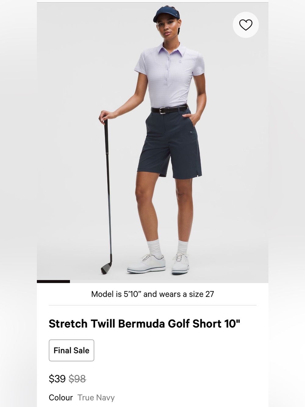 Lululemon Stretch Twill Bermuda Golf Short 10”